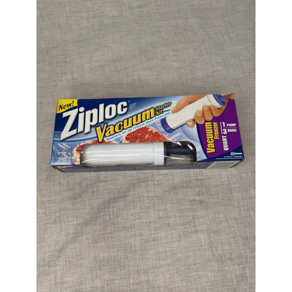 Ziploc Vacuum Starter Kit Freezer Bags With 1 Pump 3 Quart Bags New